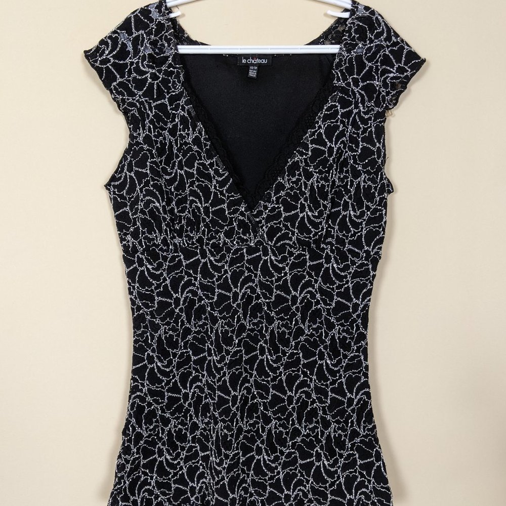 Le Château White Corded Lace Sleeveless Top V-Neck Blouse Size XS